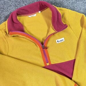 Cotopaxi Amado Fleece Sweater Women's Large Yellow Pink 1/2 Zip Long Sleeve